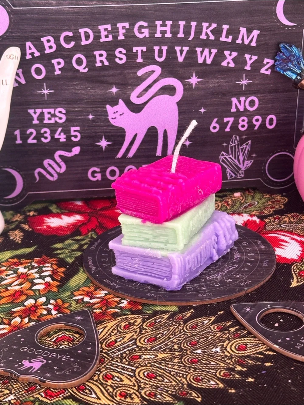 Mini Stacked Spell Books Candle | Witchy Book Candle | Gothic Library Decor
